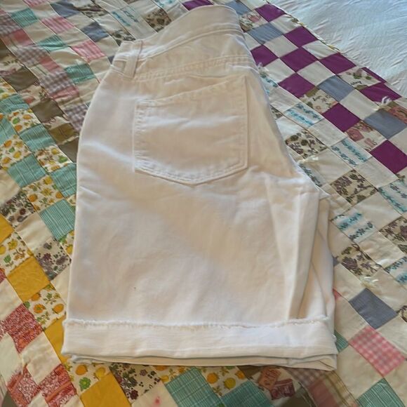Loft Cut Off Frayed White Denim Roll Shorts Size 26/2 - NWOT - Picture 8 of 10